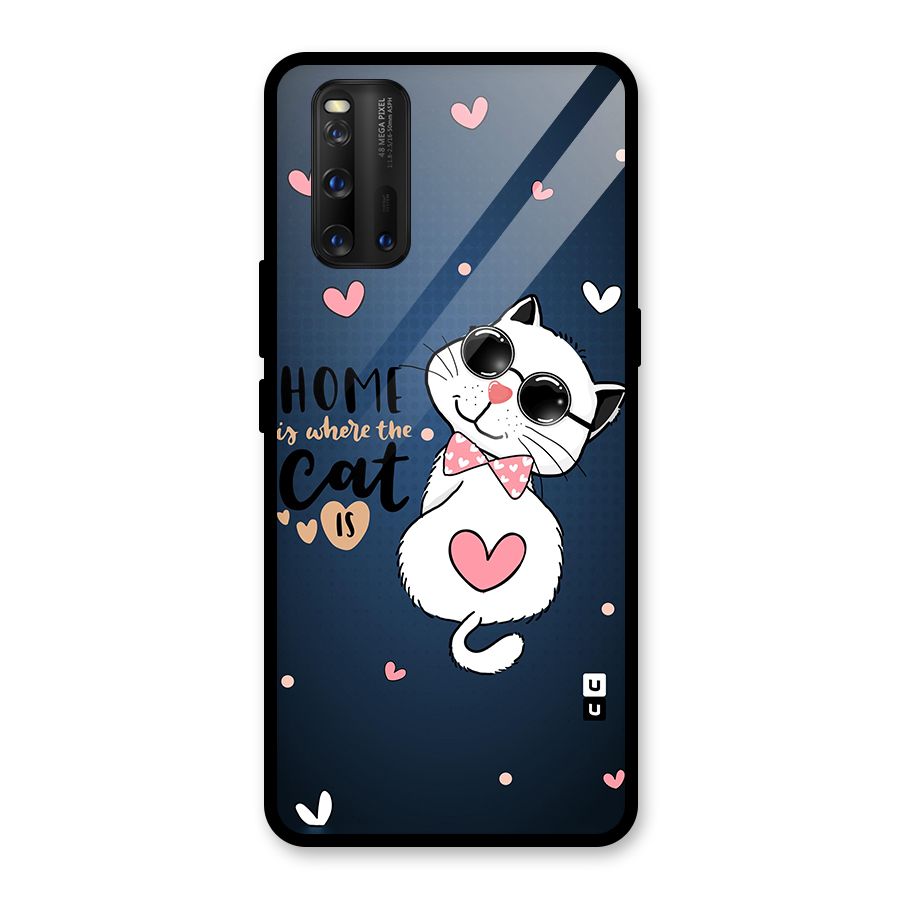 Home Where Cat Glass Back Case for Vivo iQOO 3
