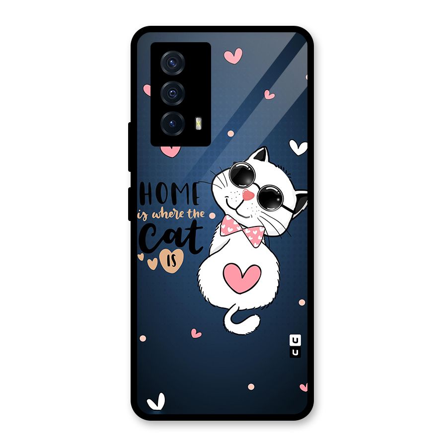 Home Where Cat Glass Back Case for Vivo iQOO Z5