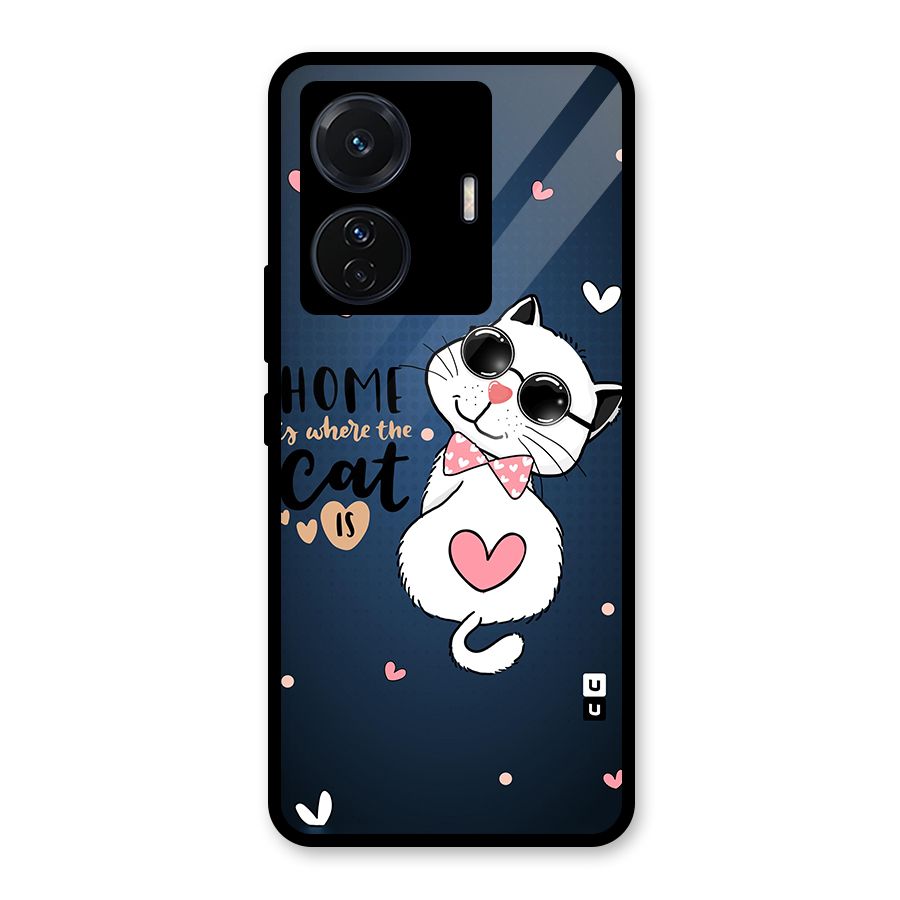 Home Where Cat Glass Back Case for Vivo iQOO Z6 Pro