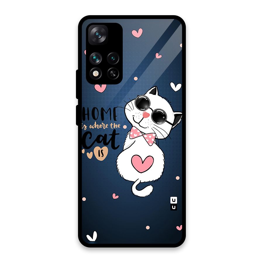 Home Where Cat Glass Back Case for Xiaomi 11i HyperCharge 5G