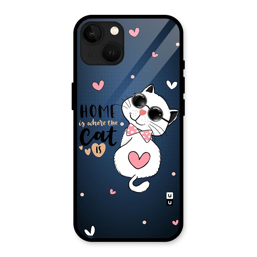 Home Where Cat Glass Back Case for iPhone 13