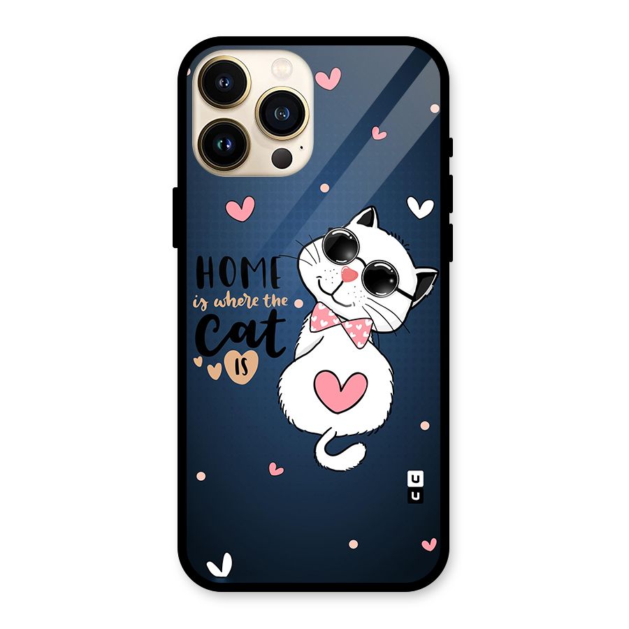 Home Where Cat Glass Back Case for iPhone 13 Pro Max