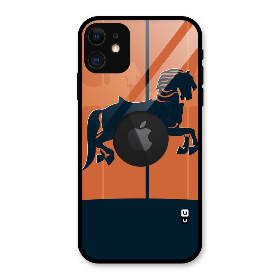 Horse Glass Back Case for iPhone 11 Logo Cut