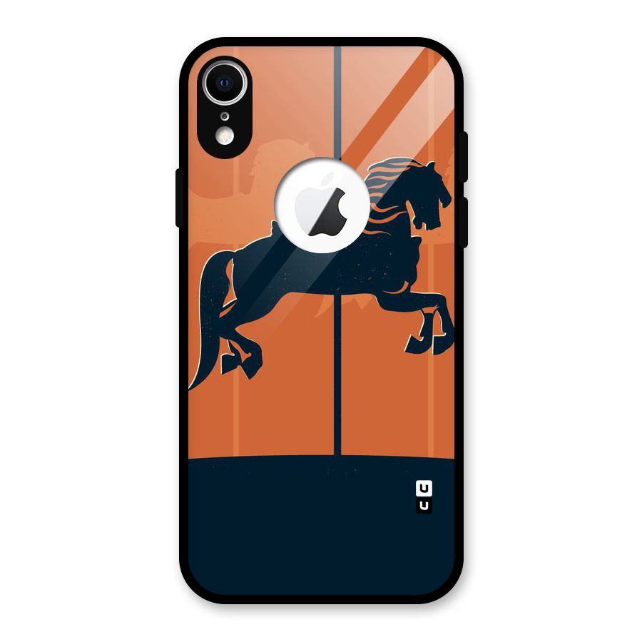 Horse Glass Back Case for iPhone XR Logo Cut