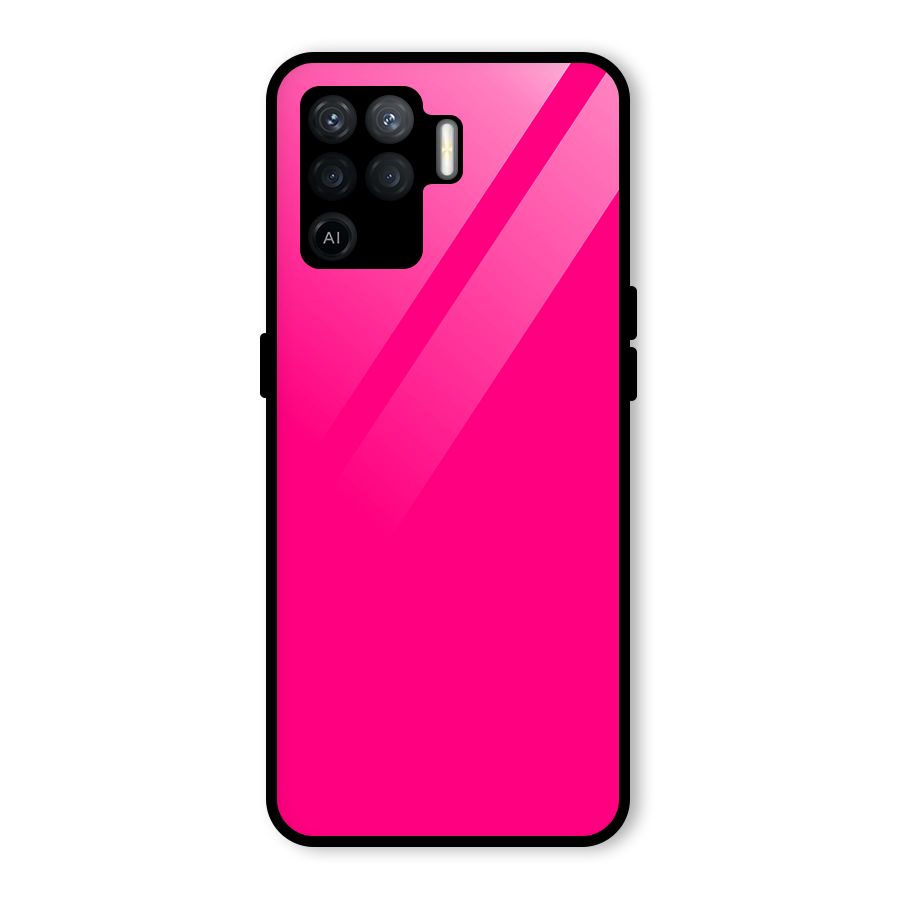 Hot Pink Glass Back Case for Oppo F19 Pro
