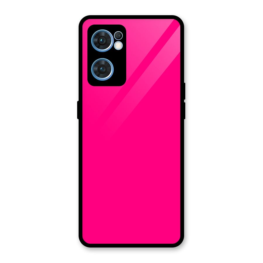Hot Pink Glass Back Case for Oppo Reno7 5G