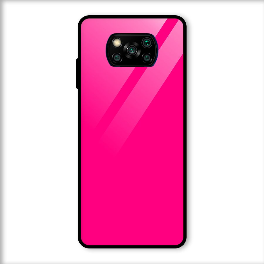 Hot Pink Glass Back Case for Poco X3