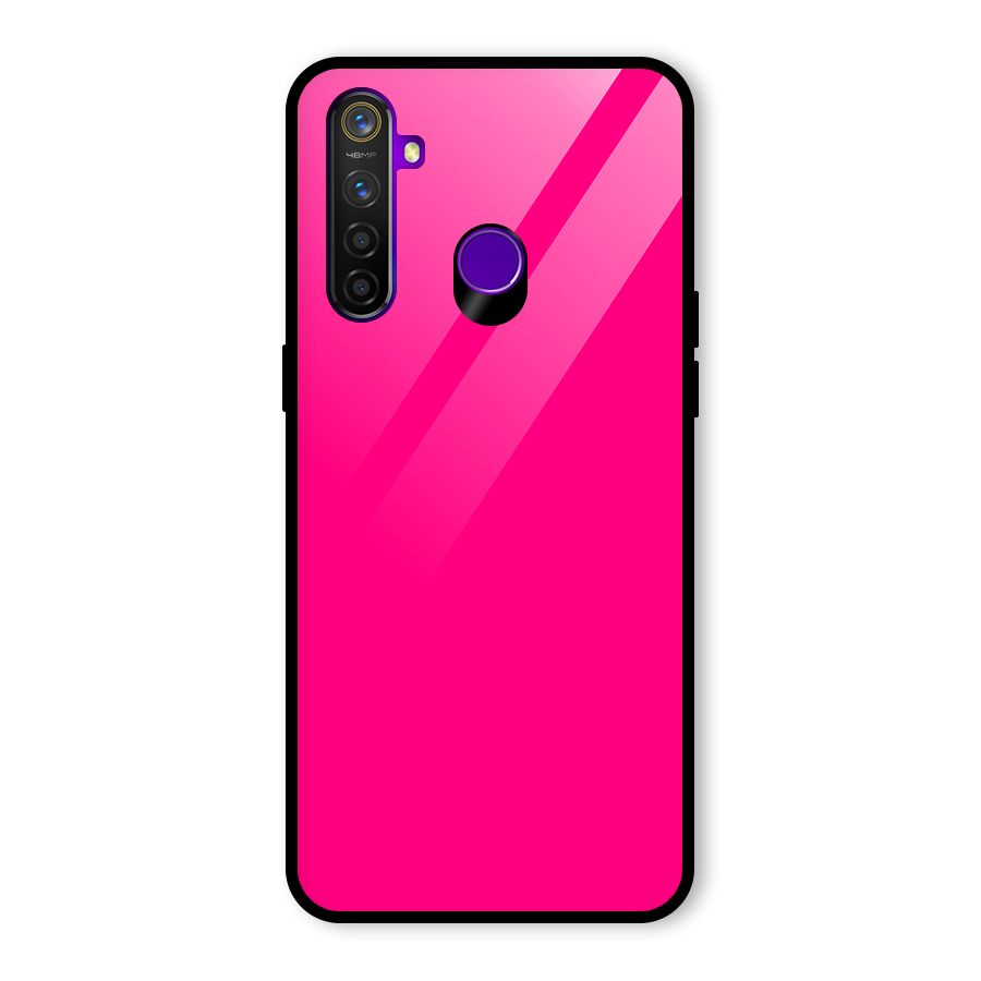 Hot Pink Glass Back Case for Realme 5 Pro