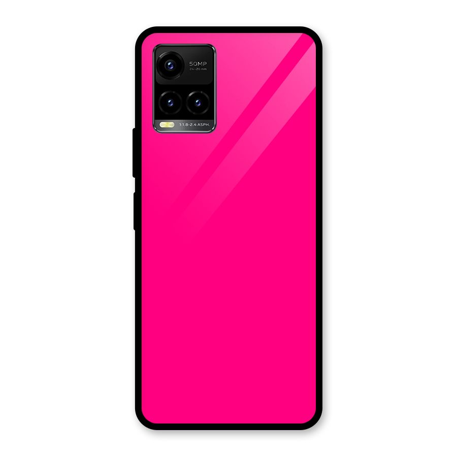 Hot Pink Glass Back Case for Vivo Y21A