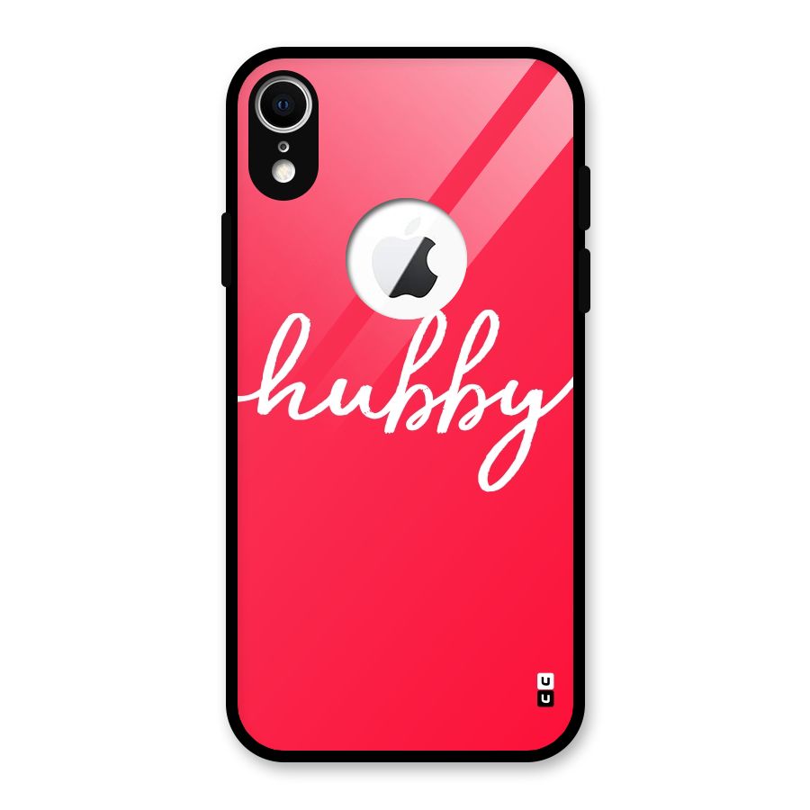 Hubby Glass Back Case for iPhone XR Logo Cut