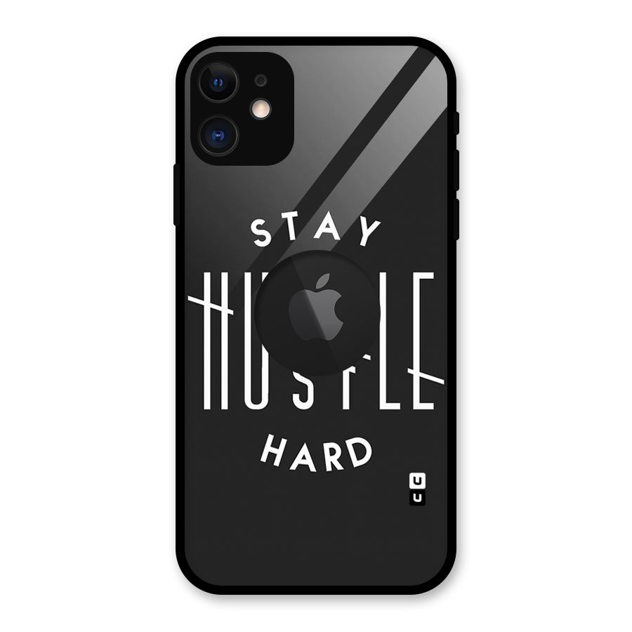 Hustle Hard Glass Back Case for iPhone 11 Logo Cut