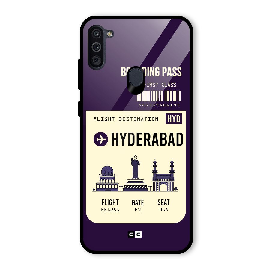 Hyderabad Boarding Pass Glass Back Case for Galaxy M11