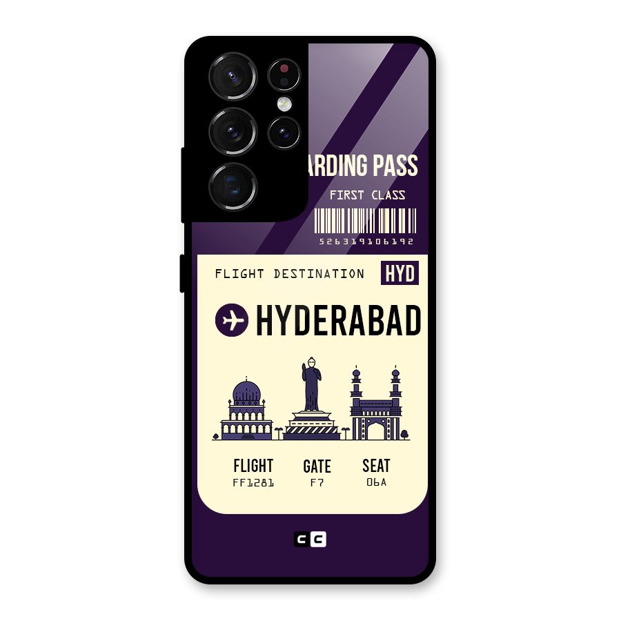 Hyderabad Boarding Pass Glass Back Case for Galaxy S21 Ultra 5G