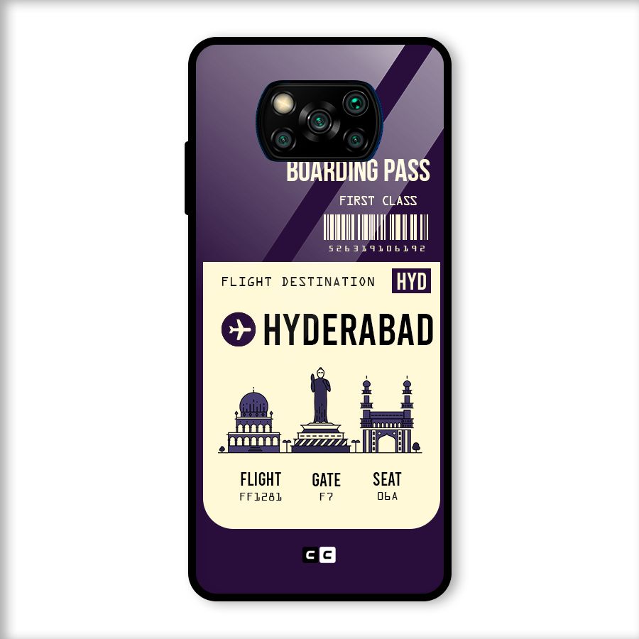 Hyderabad Boarding Pass Glass Back Case for Poco X3