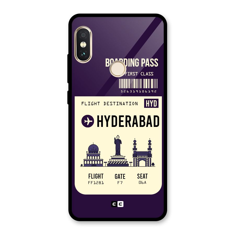 Hyderabad Boarding Pass Glass Back Case for Redmi Note 5 Pro