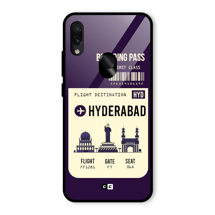 Hyderabad Boarding Pass Glass Back Case for Redmi Note 7 Pro