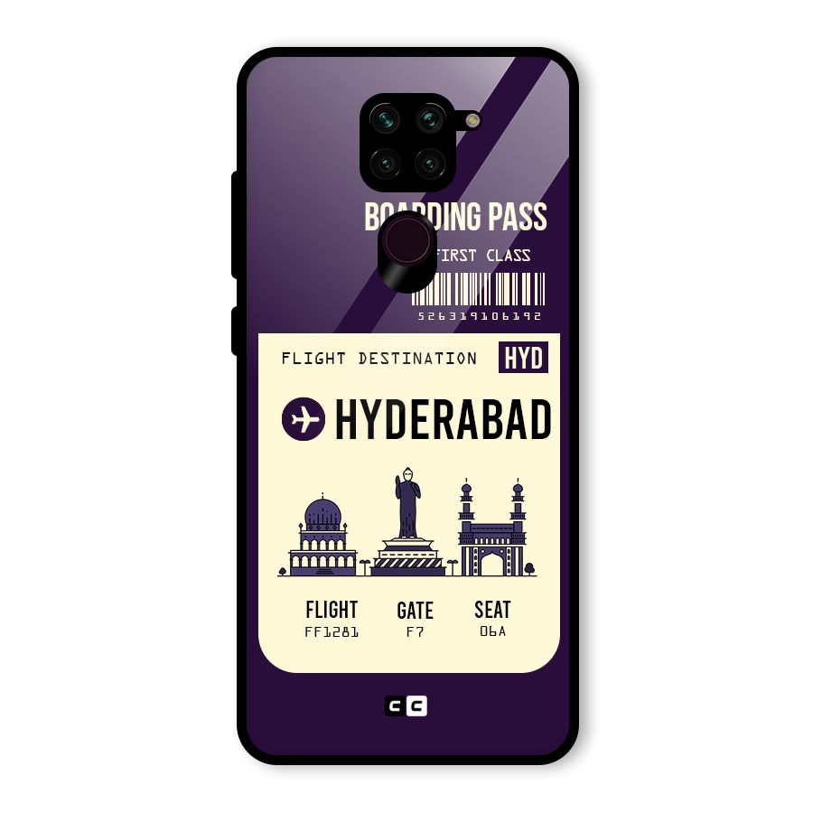 Hyderabad Boarding Pass Glass Back Case for Redmi Note 9