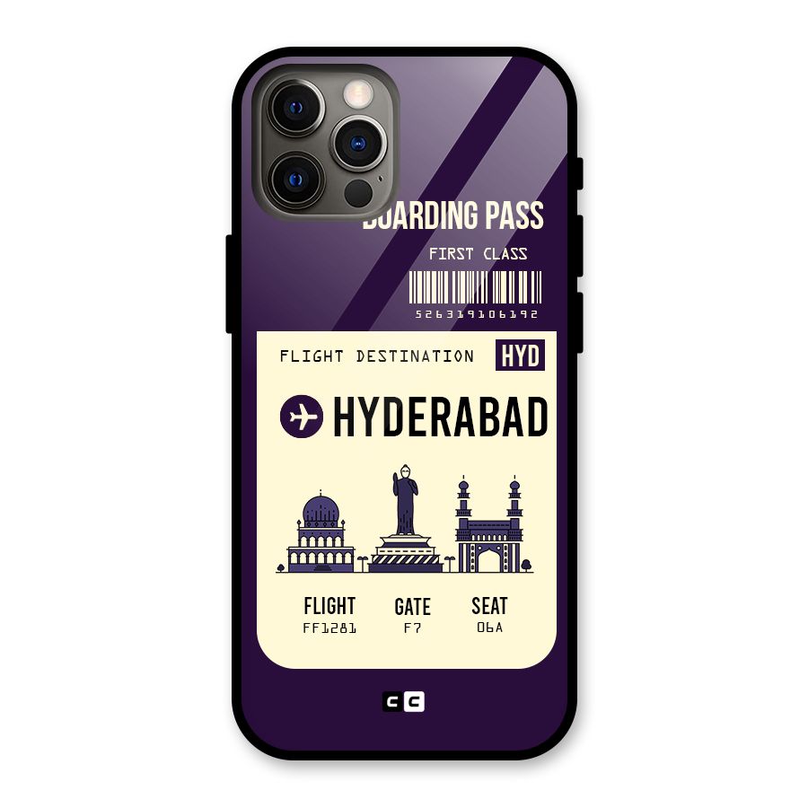 Hyderabad Boarding Pass Glass Back Case for iPhone 12 Pro