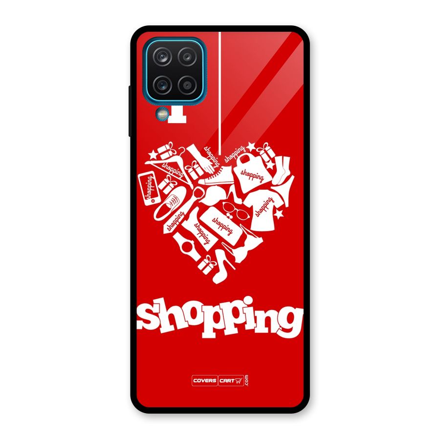 I Love Shopping Glass Back Case for Galaxy A12