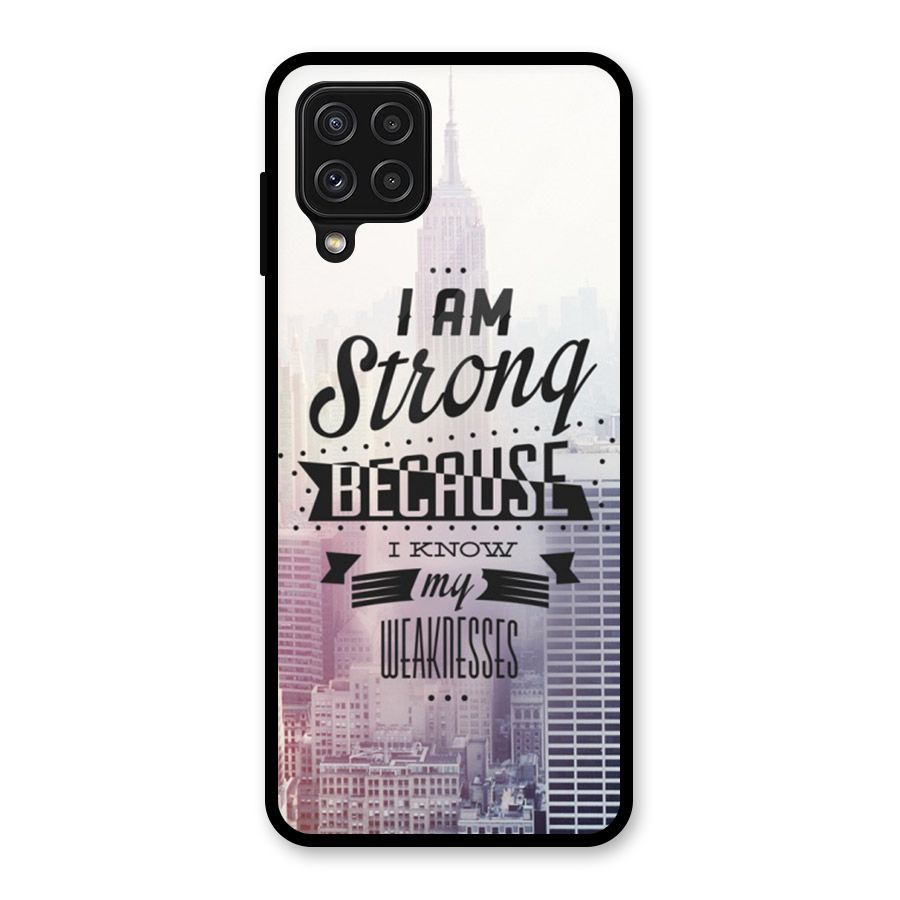 I am Strong Glass Back Case for Galaxy A22 4G