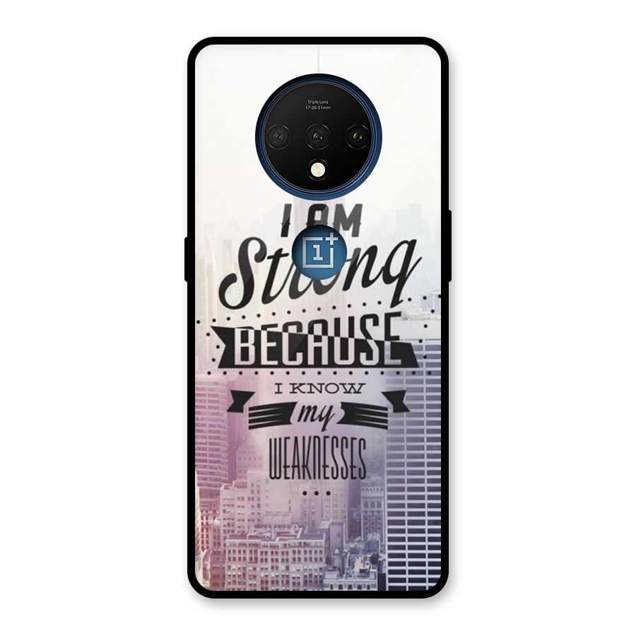 I am Strong Glass Back Case for OnePlus 7T
