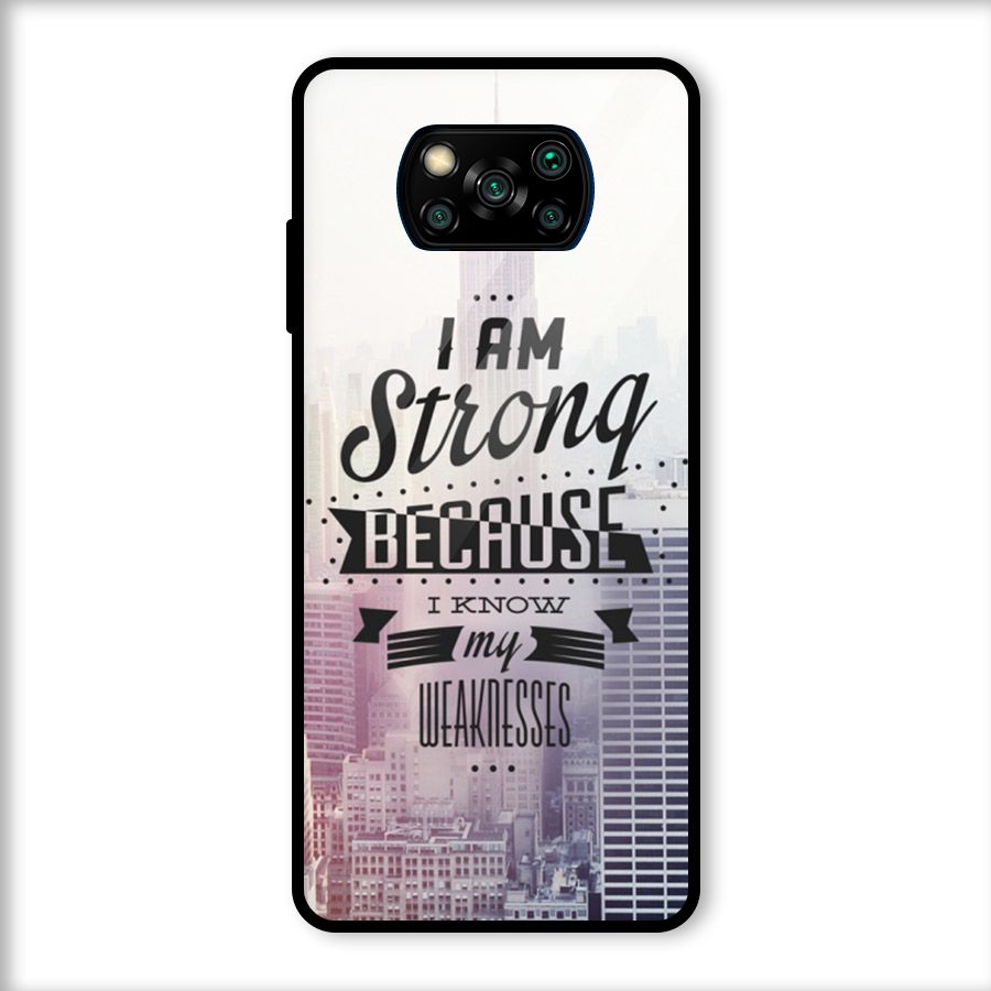 I am Strong Glass Back Case for Poco X3