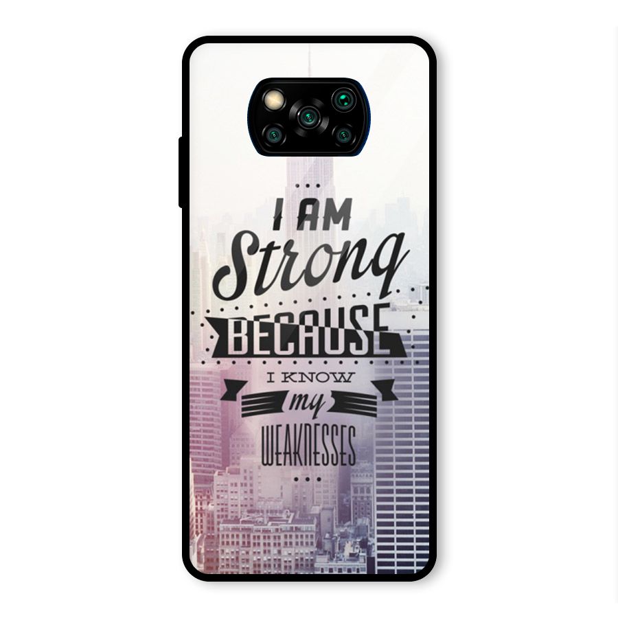 I am Strong Glass Back Case for Poco X3 Pro