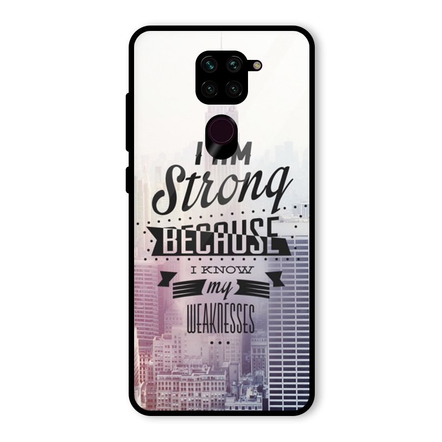 I am Strong Glass Back Case for Redmi Note 9