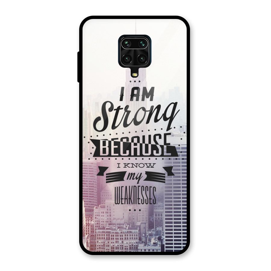 I am Strong Glass Back Case for Redmi Note 9 Pro Max