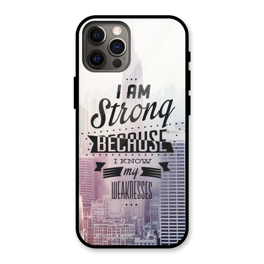 I am Strong Glass Back Case for iPhone 12 Pro