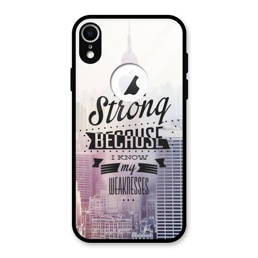 I am Strong Glass Back Case for iPhone XR Logo Cut