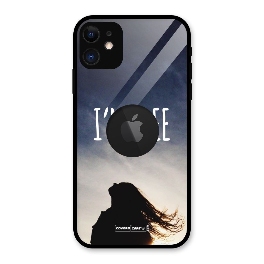 I m Free Glass Back Case for iPhone 11 Logo Cut