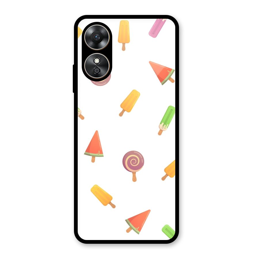 Ice Cream Colors Glass Back Case for Oppo A17
