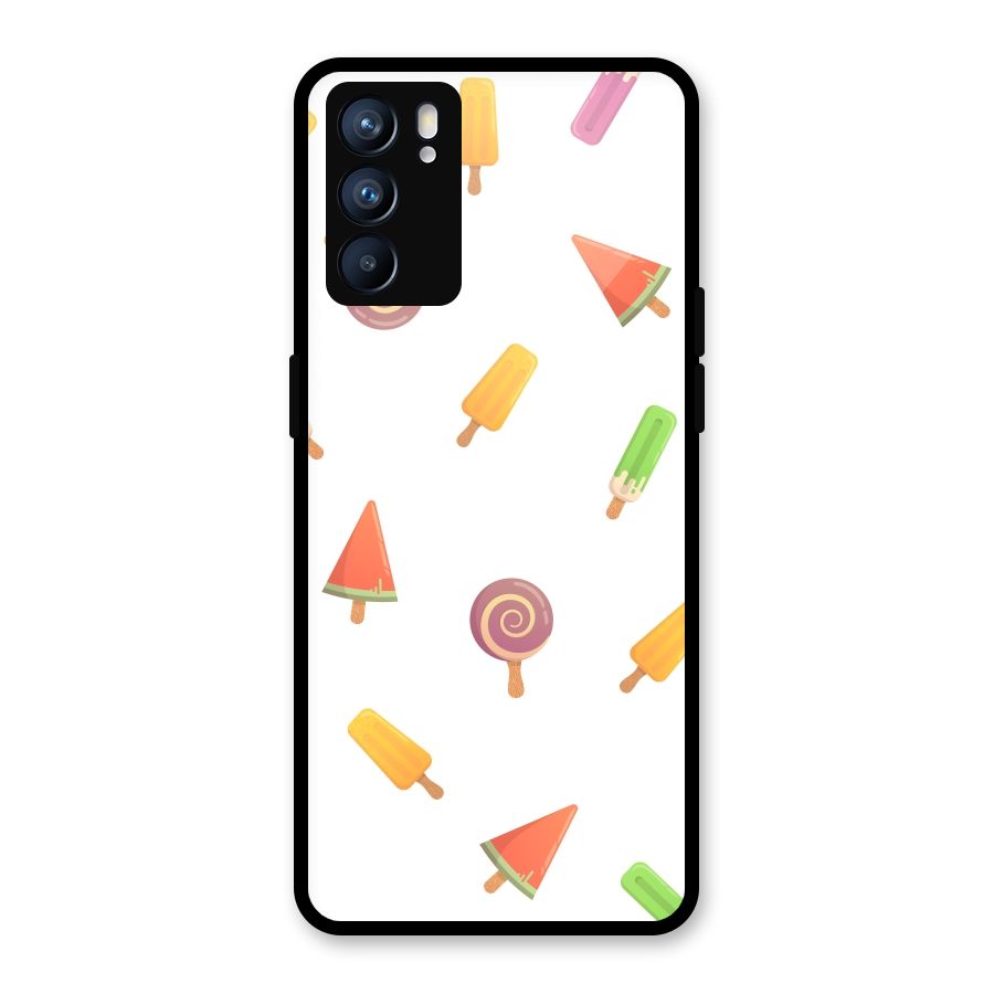 Ice Cream Colors Glass Back Case for Oppo Reno6 5G
