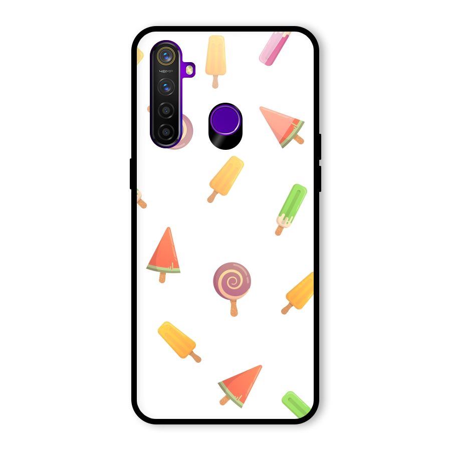 Ice Cream Colors Glass Back Case for Realme 5 Pro