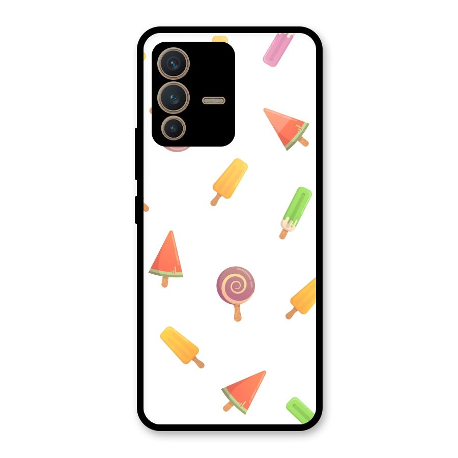 Ice Cream Colors Glass Back Case for Vivo V23 5G