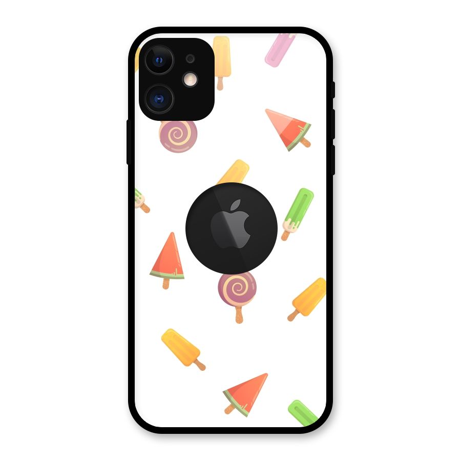 Ice Cream Colors Glass Back Case for iPhone 11 Logo Cut