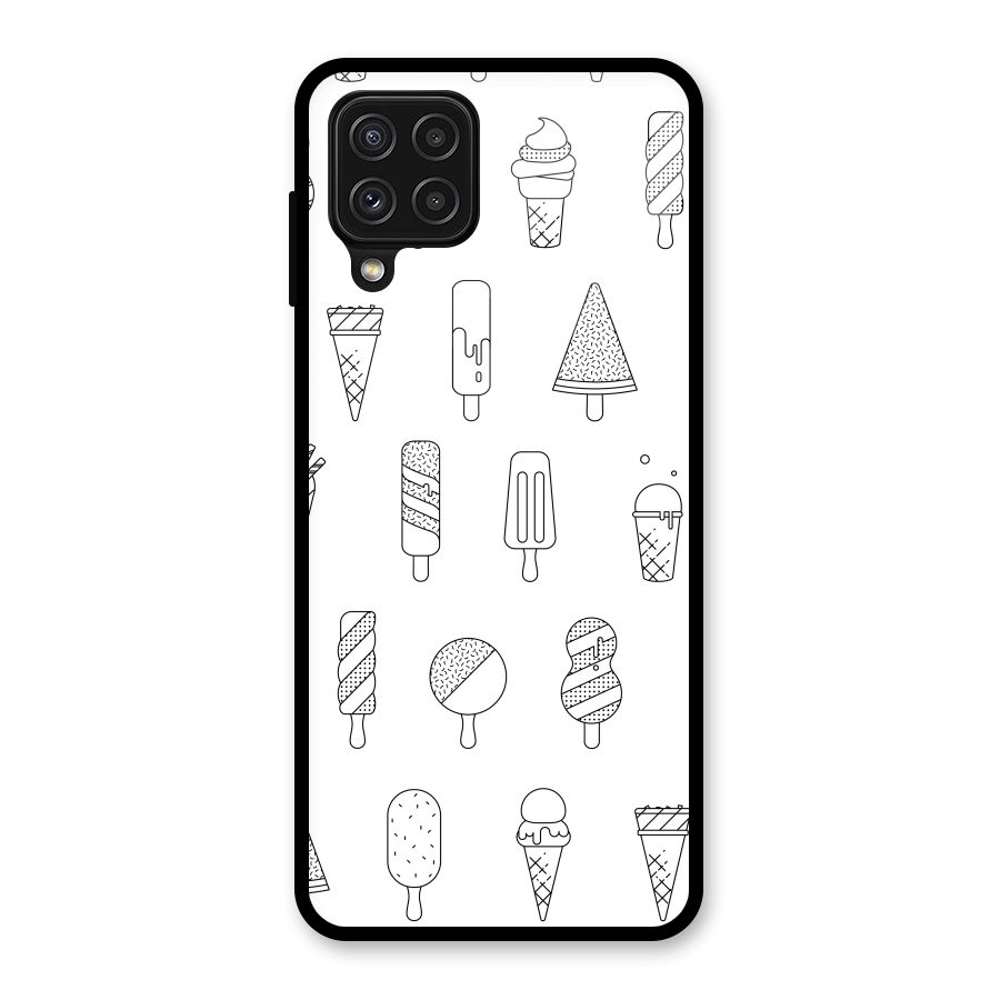 Ice Cream Lines Glass Back Case for Galaxy A22 4G