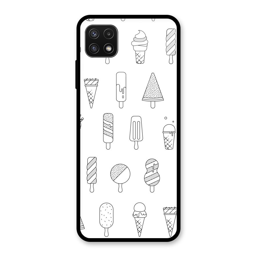 Ice Cream Lines Glass Back Case for Galaxy A22 5G
