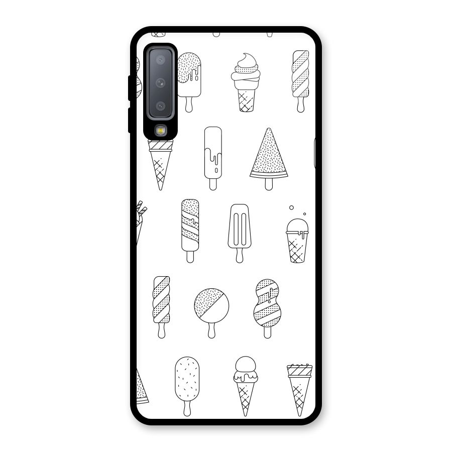 Ice Cream Lines Glass Back Case for Galaxy A7 (2018)
