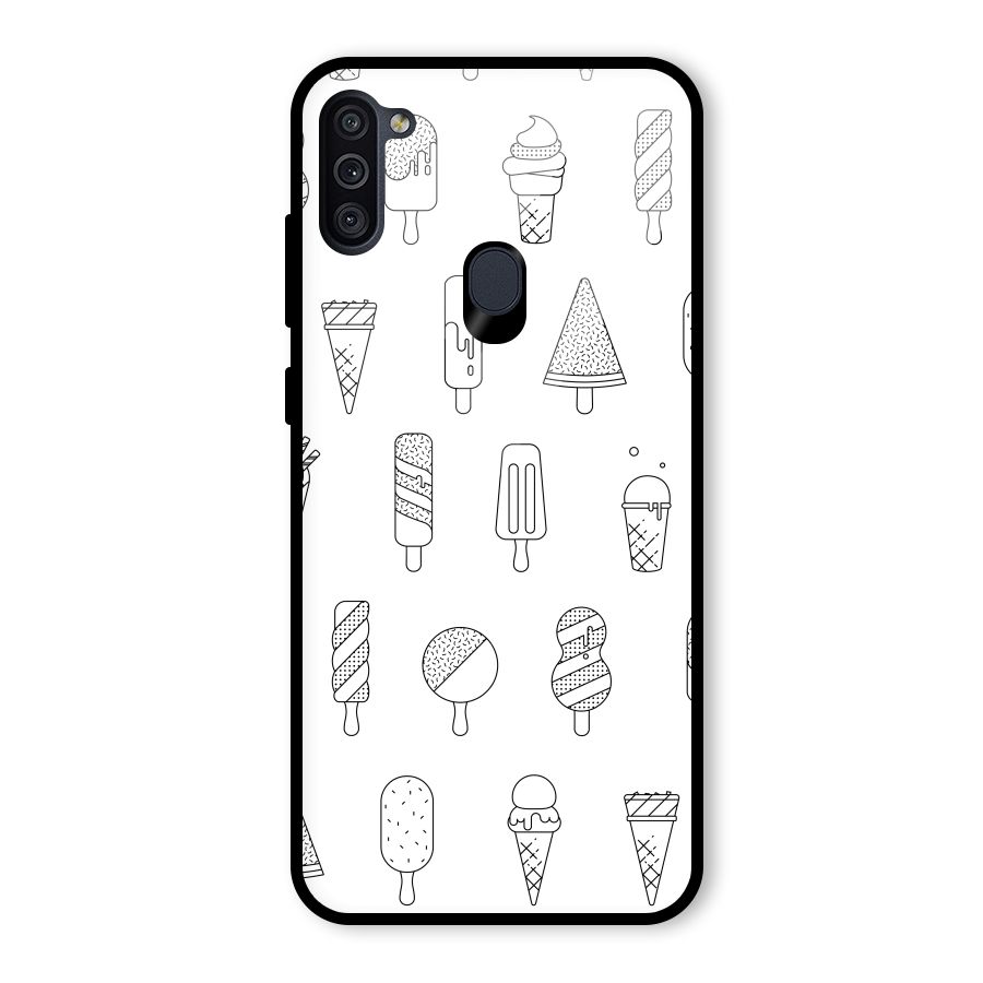Ice Cream Lines Glass Back Case for Galaxy M11