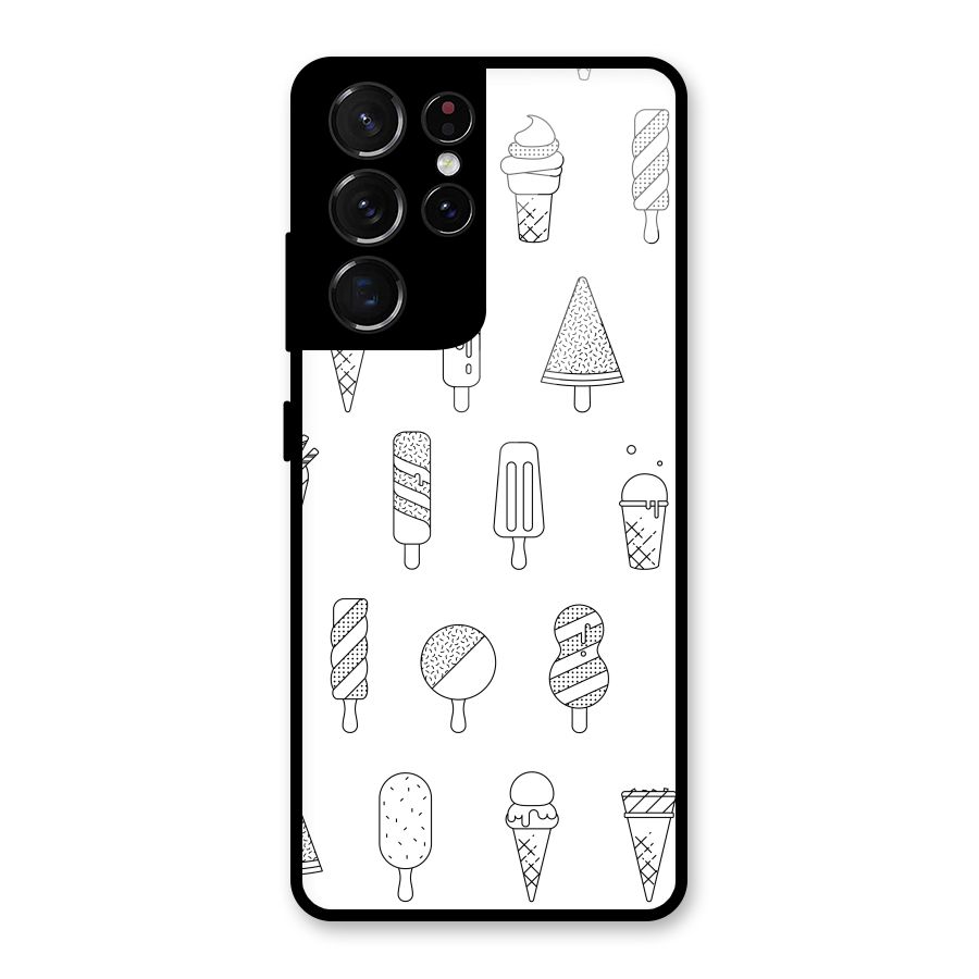 Ice Cream Lines Glass Back Case for Galaxy S21 Ultra 5G