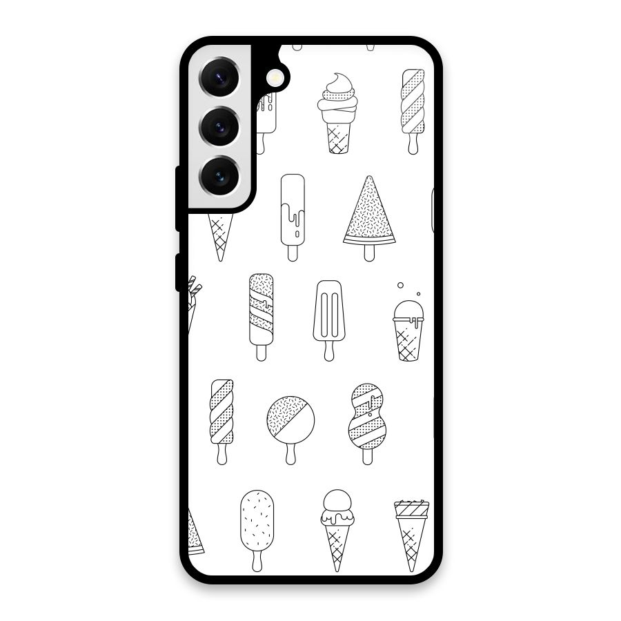 Ice Cream Lines Glass Back Case for Galaxy S22 Plus 5G