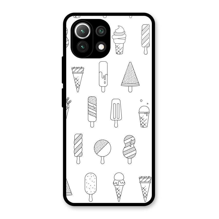Ice Cream Lines Glass Back Case for Mi 11 Lite NE 5G