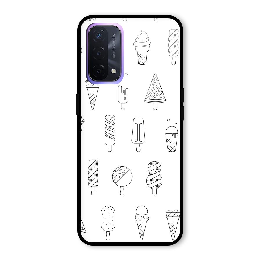 Ice Cream Lines Glass Back Case for Oppo A74 5G