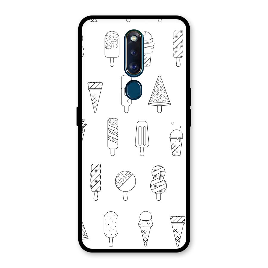 Ice Cream Lines Glass Back Case for Oppo F11 Pro