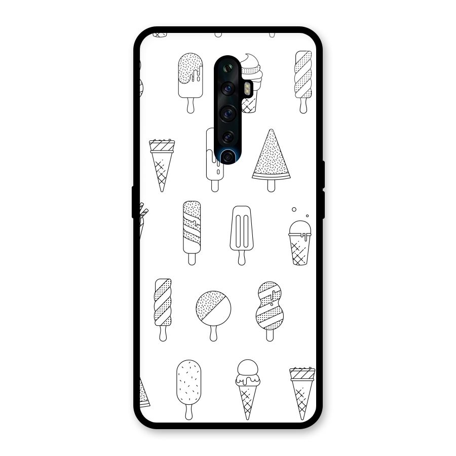 Ice Cream Lines Glass Back Case for Oppo Reno2 F