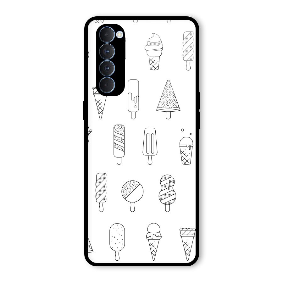 Ice Cream Lines Glass Back Case for Oppo Reno4 Pro