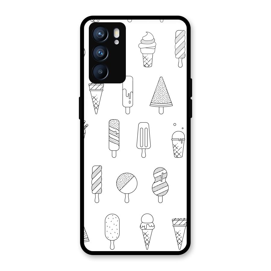 Ice Cream Lines Glass Back Case for Oppo Reno6 5G