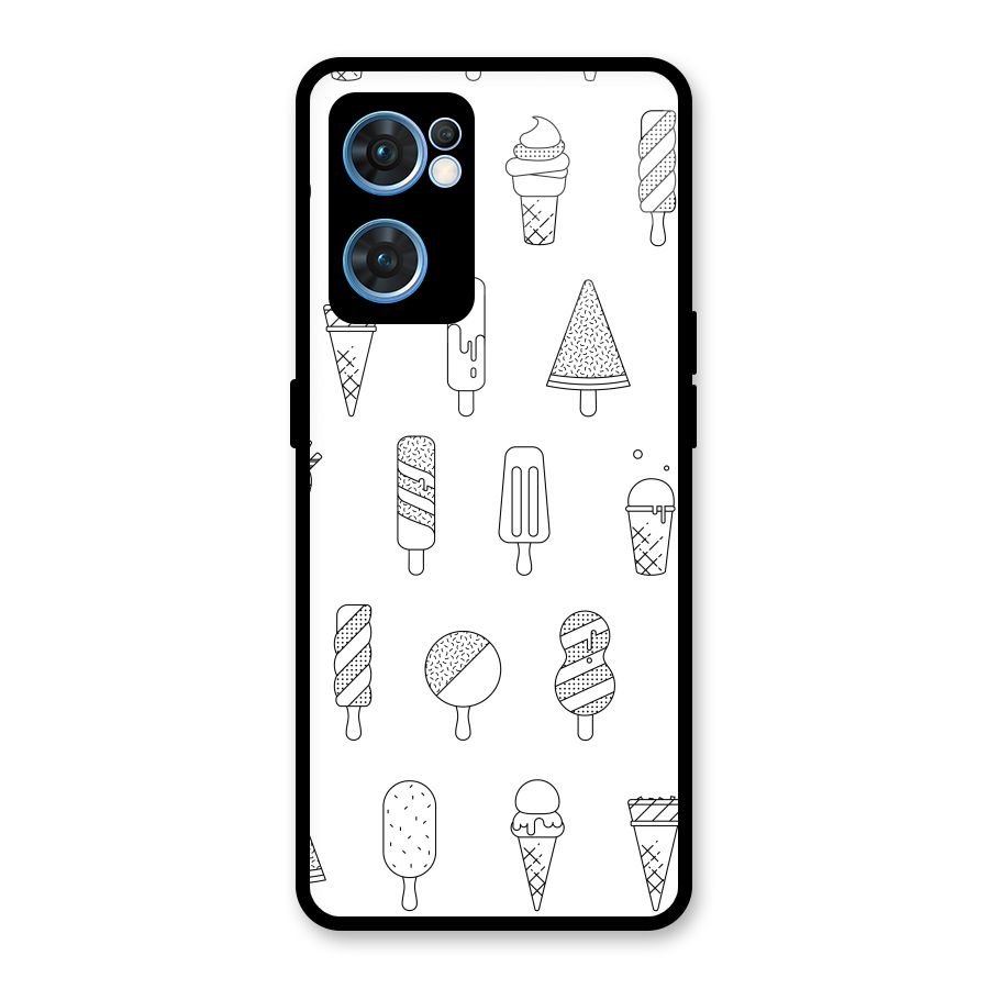 Ice Cream Lines Glass Back Case for Oppo Reno7 5G